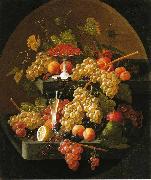 Severin Roesen Fruit and Wine Glass oil on canvas